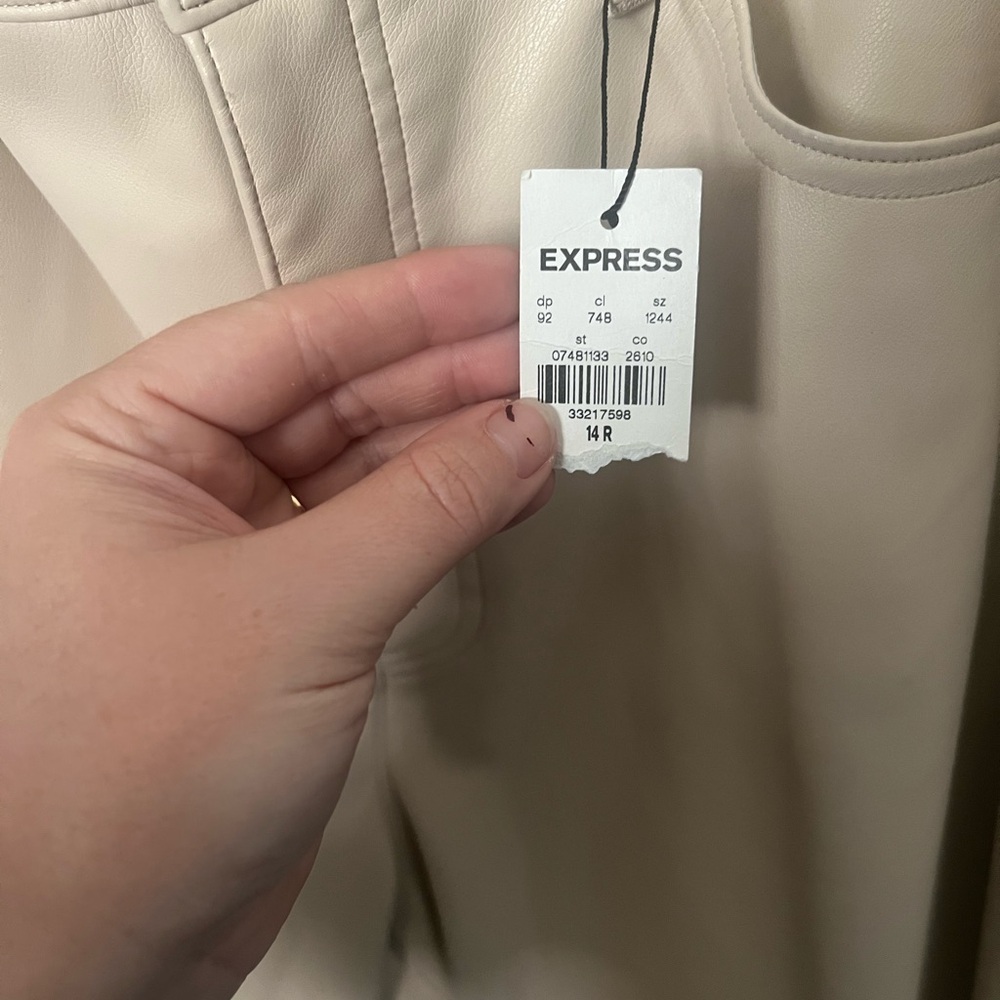 Express Cream Faux Leather Pants